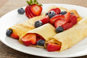 Fresh Homemade Rolled Strawberry Blintzes