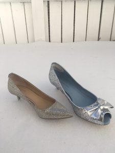 Two silver shoes in the snow