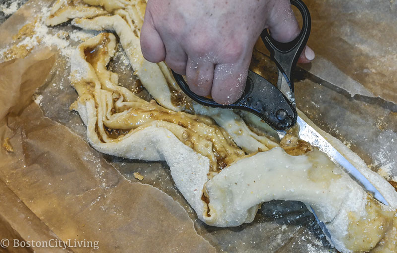 Cut the babka dough