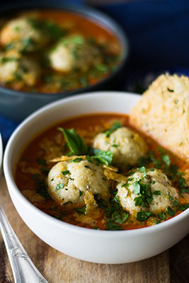 Matzo ball soup with ricotta
