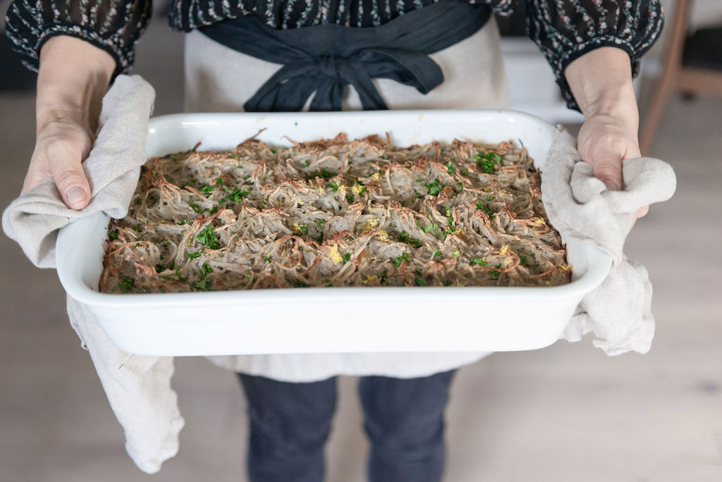 Potato kugel with lemon